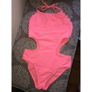 Jessica Simpson Scalloped One Piece Bathing Suit